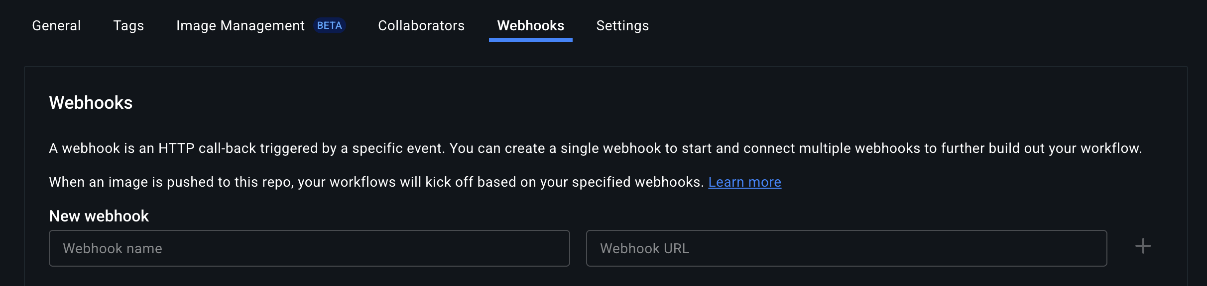 New Webhook Form New Webhook Form